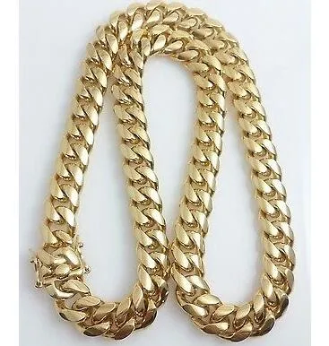 Men 18k Yellow Gold Plated 14mm 24" 30" Miami Cuban Chain Necklace