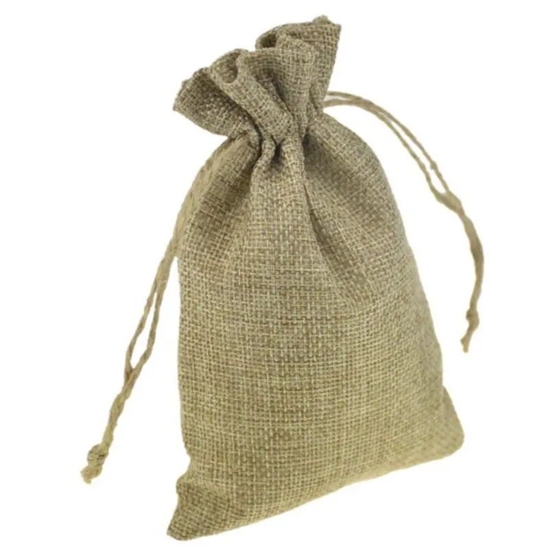 10x15 Linnen Bag Trekkoord Trouwkruidchristmas Packaging Pouchs Gift Tassen Kleine Sieraden Sachet Mini Jute Tassen F20173469