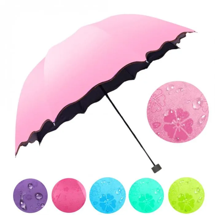 Nya 5 färger Kvinnor Paraply Vindtät Solskyddsmedel Magic Flower Dome Ultraviolett Parasol Sun Rain Folding Paraplyer DHL FedEx Gratis