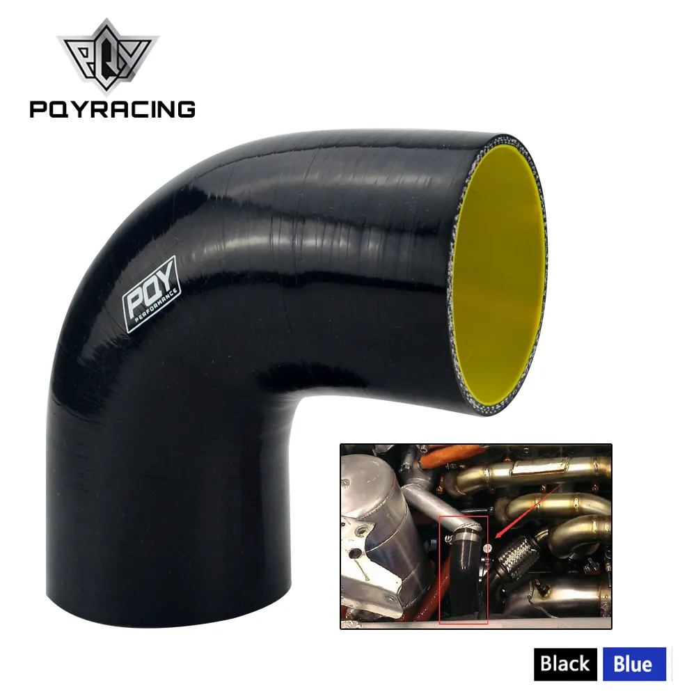 Pqy - 3 "76mm 90 graders armbåge silikon slang pipe turbo intag blueyellow / blackyellow pqy-sh9030-qy