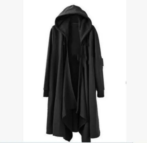 S-5XL Mens Gothic Long Cloak Cape Coat Losse Casual Jas Zwart Punk Trench Uitloper Straat Plus Size