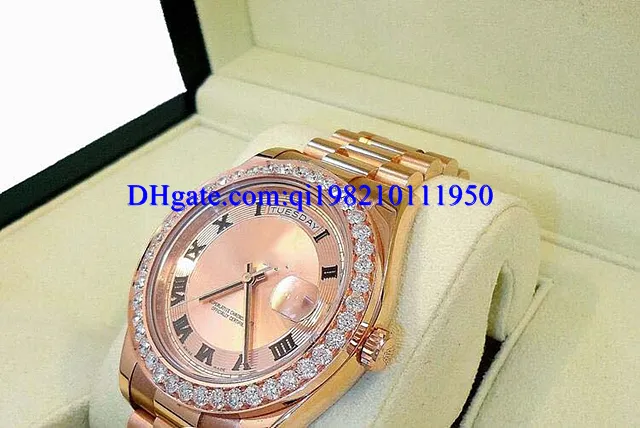 Presente de natal mens relógios Presidente Day-Date 41mm 218235 18 K Rose Gold Diamante Bisel Vestido Estilos BOX / PAPERS