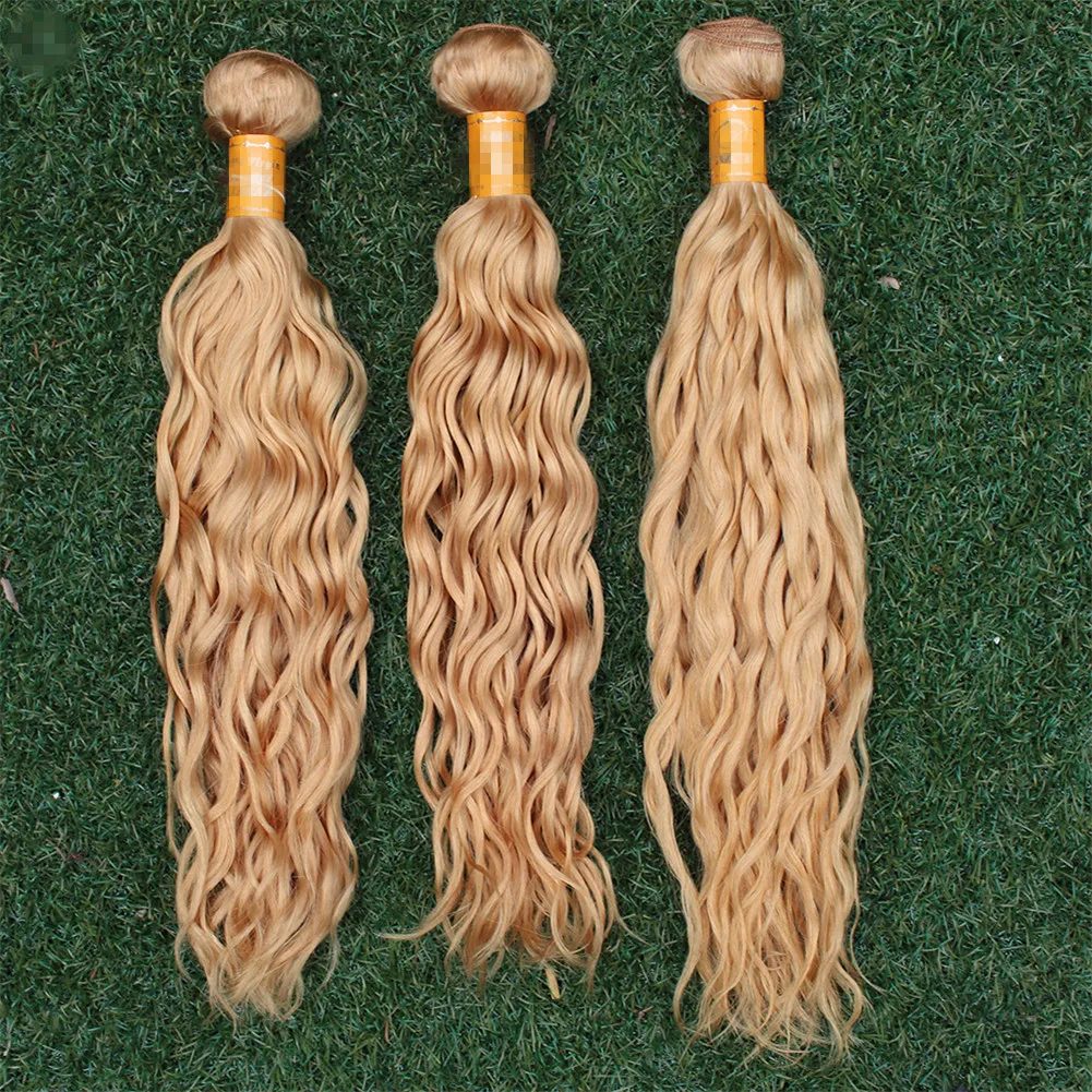 # 27 Honig-blonde Jungfrau-Haar-Webart-Bündel nasse und wellenförmige indische Menschenhaar-Einschlag-Verlängerungs-Wasser-Welle Erdbeere-blonde Bündel-Angebote