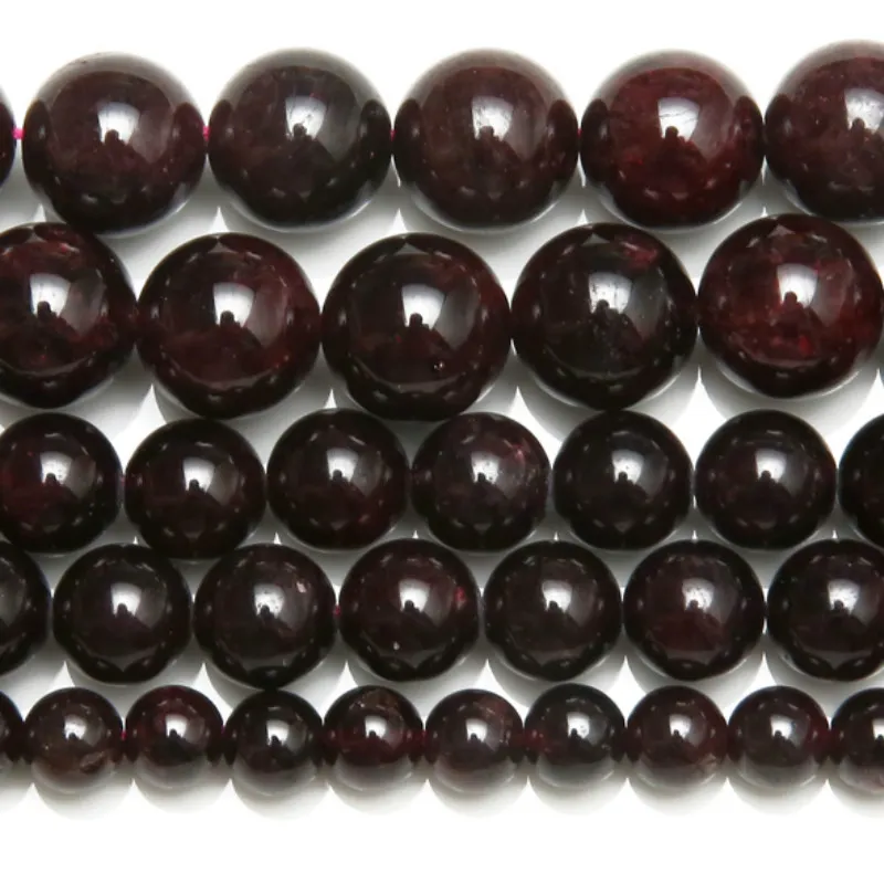 8mm pedra natural escura vermelha granada redonda grânulos frouxos 15 "Strand 4 6 8 10 12 mm Picareta Tamanho para fazer jóias