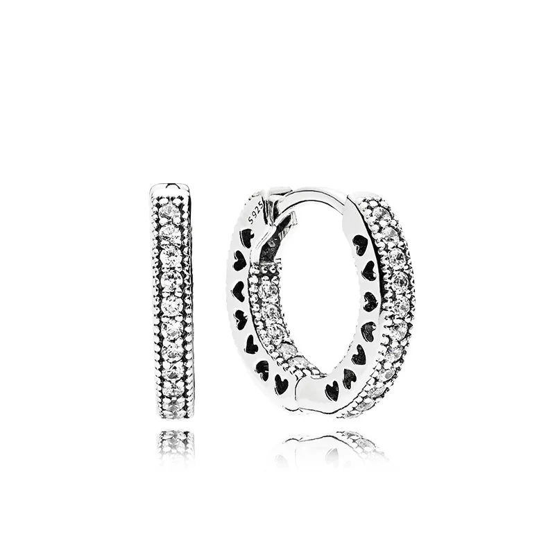 Brinco de diamante CZ de prata esterlina 925 com caixa original Fit Eternal Pandora Jóias Brinco de argola Brincos de presente de casamento feminino de alta qualidade