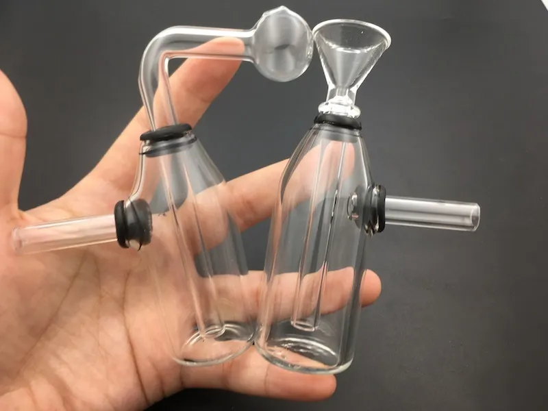Mini Glass Blunt Bubbler Rör Glas Downsystem Glas Tobak Vatten Bong Travel Smoking Oil Rig Hookah