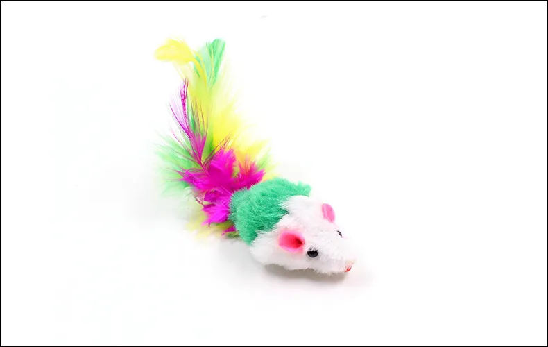 Colorful Soft Fleece False Mouse Toys For Cat Feather Funny Playing Pet Dog Small Animals feather Toy Kitten9171707