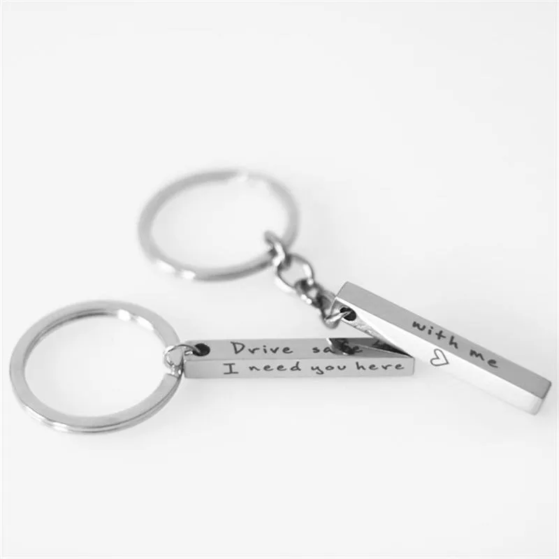 Keyring " drive safe i need you here with me " Pendant Necklace Keychain Key ring Gift for Friend Drivers Party Favor