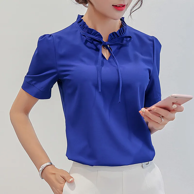 genio basura dormitar Verano Blusa Blanca 2017 Nuevas Mujeres De La Moda Camisas De Manga Corta  Delgado Casual Tops Elegante Lace Up Gasa Blusas Blusas SF261 De 18,87 € |  DHgate