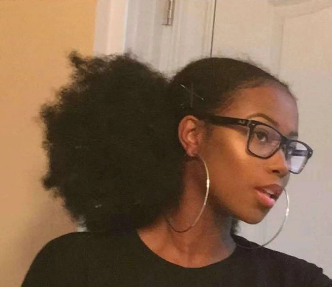 Kinky curly hästsvans 4c afro ponny svans för naturligt hår lockigt ponny svans hår bit dragsko ponytail afro kinky moily hästsvans