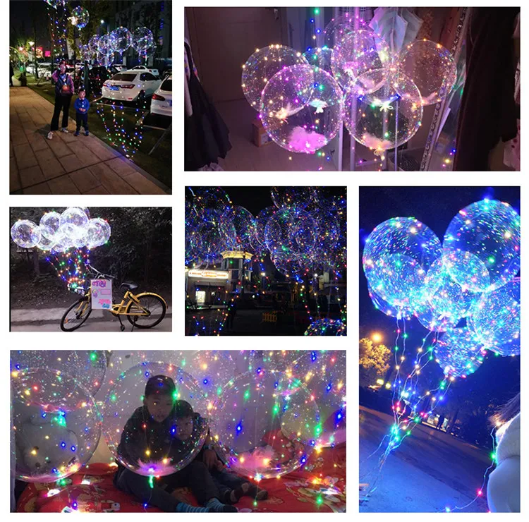 Dreamy bobo ball wave BOBO Balloon with colored light led balloon for Christmas Halloween Wedding Party children home Decorations IB750