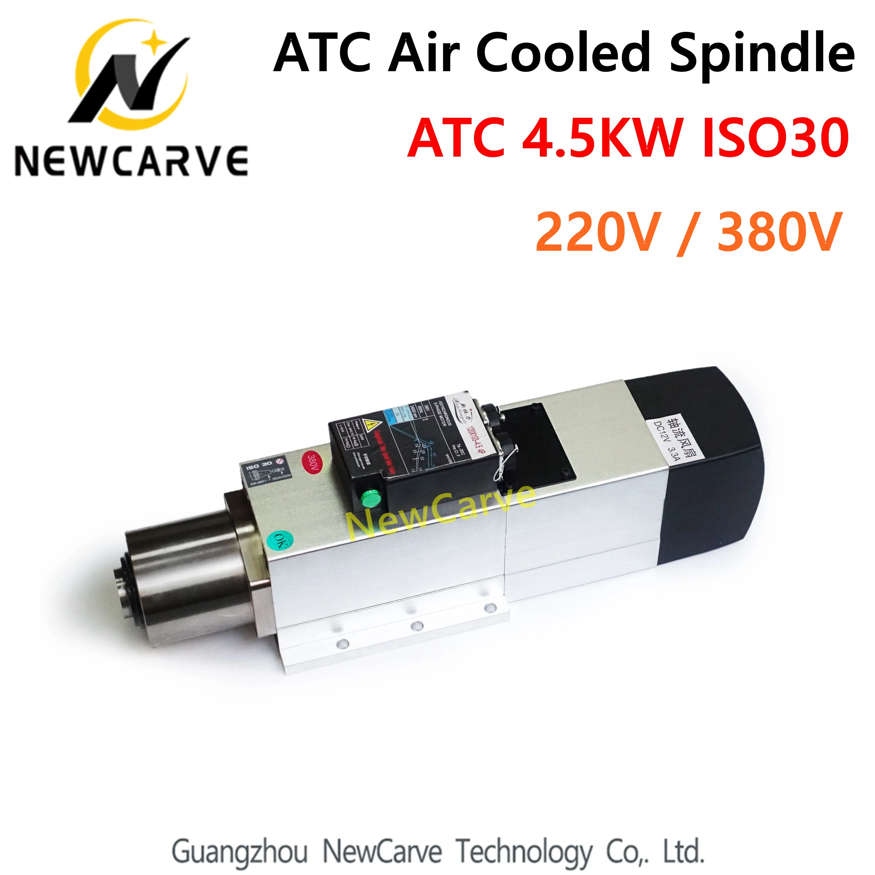 4.5KW ATC Luftgekühlter Spindelmotor 24000 U / min ISO30 220 V 380 V Automatische Werkzeugwechselspindel für Holzbearbeitungs-CNC-Fräser NewCarve Spindle