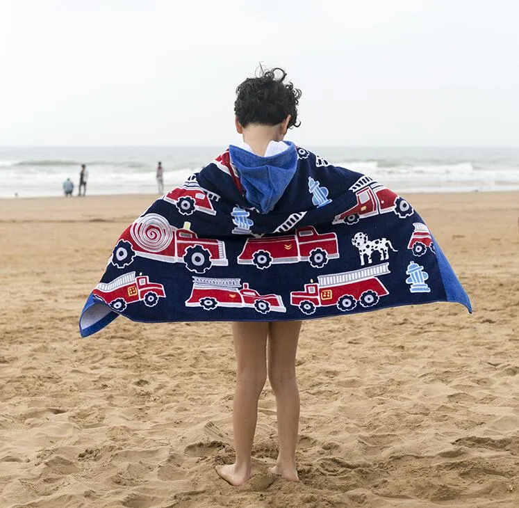 Cobertura de praia UPS Bebê Macio Dos Desenhos Animados Com Capuz Toalha 100% Crianças Algodão Nadar Banheira Banheira Desgaste Crianças Roupão de Roupão de Alta Qualidade