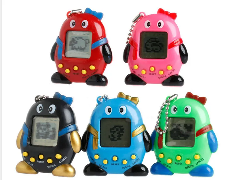 Criativo mais novo engraçado tamagotchi animais de estimação brinquedos forma pinguim colorido eletrônico tamagochi brinquedos com copo forma ovo embalagem presente natal