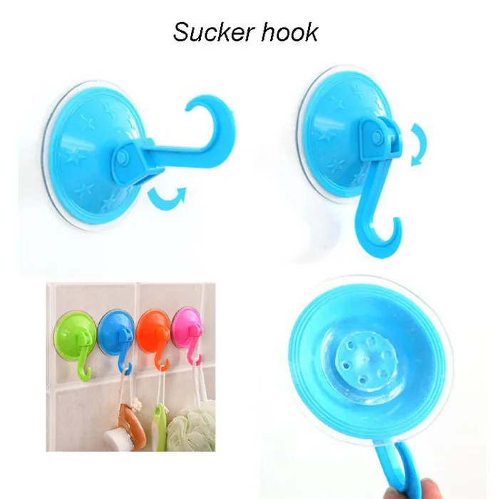 7.5CM Big Size Plastic Suction Cup Hook Creative Vacuum Hook Sucker Hook For Smooth Surfaces Mix Colors