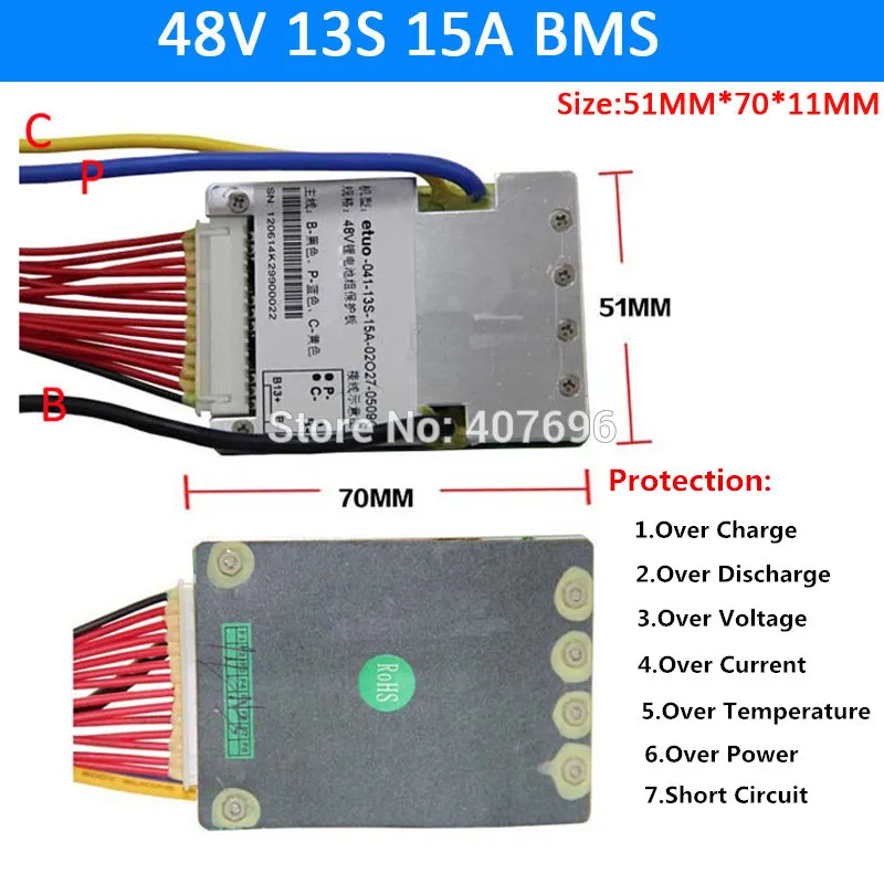 48V 13S 15A BMS