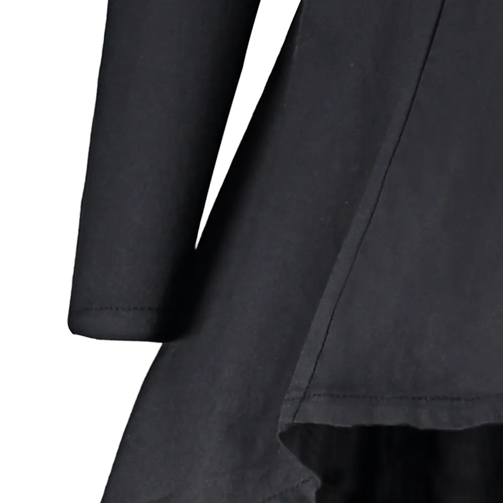 Gamiss Autumn Winter Jacket Women Double Breast Plus Size 5XL 4XL High Low Coat Lapel Long Zip Up Coat Solid Womens Outwear