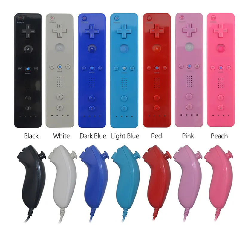 6 colors Remote and Nunchuck Nunchuk Controller Gamepad Combo Set for Wii Remotes without motion plus DHL FEDEX EMS FREE SHIP