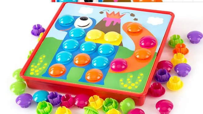 Wholenew Creative Mosaic Toy Gifts Enfants Nail Composite Picture Ceative Mosaic Mushroom Nail Kit Puzzle Toys Button Art5443391
