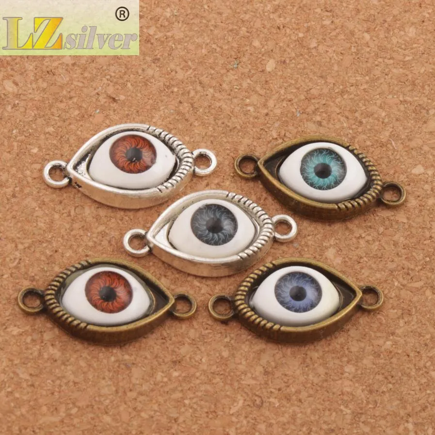 Lega Evil Eye Hamsa Connettore Branelli Allentati di Fascino 60 pz/lotto i Argento Antico/Bronzo Il Braccialetto di Amicizia L1662