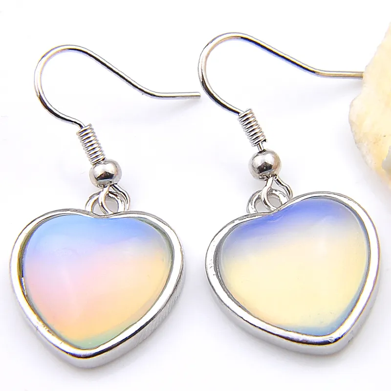 Luckyshine Newest 2pieces/lot 925 silver plated small and exquisite Moonstone Glass crystal Earring jewelry free shipping EA030