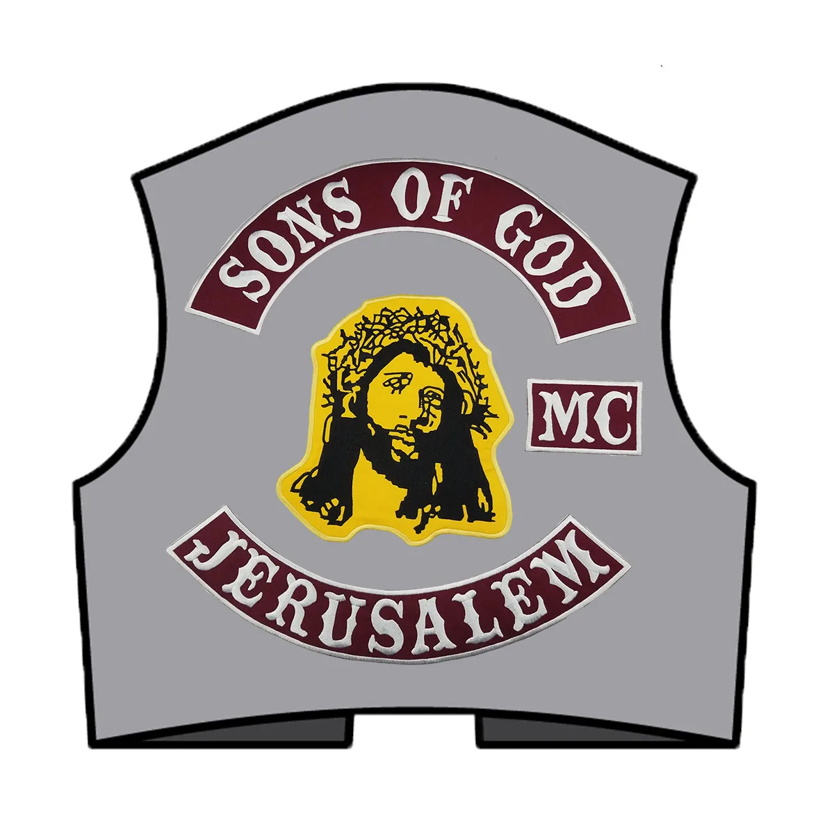 NEW ARRIVAL COOLEST SONS OF GOD NEW JERUM MOTORCYCLE CLUB VEST OUTLAW BIKER MC COLORS PATCH 276b