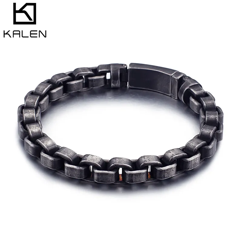 Mäns Armband 220mm Gun Färg Titanium Kedja Armband Mode Smycken Man 316 L Rostfritt stål Kalen