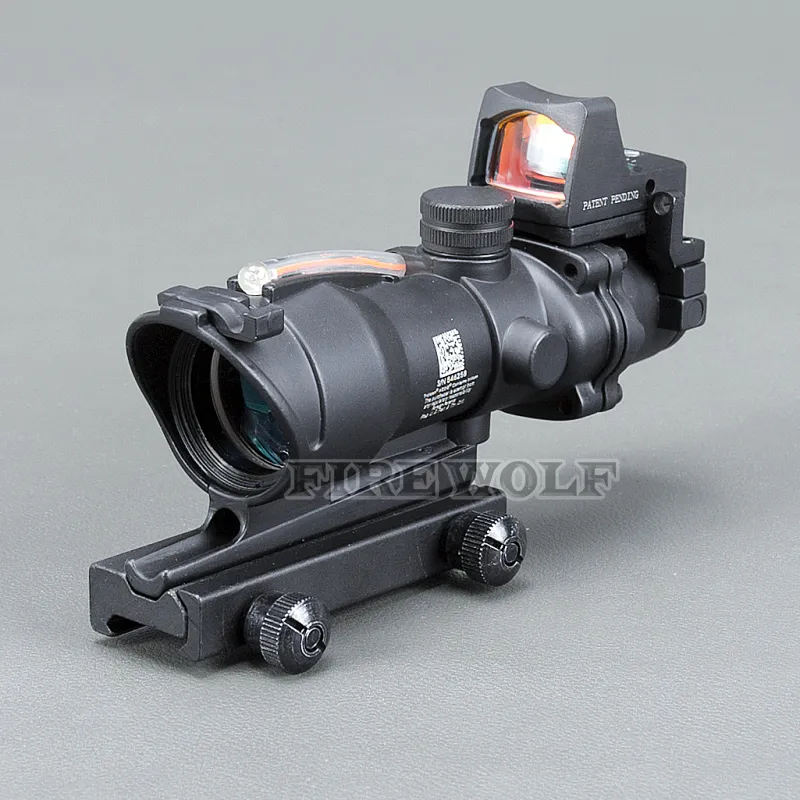 Trijicon ACOG 4X32 Black Tactical Real Fiber Optic Röd Upplyst Collimator Red Dot Sikte Jaktkikare