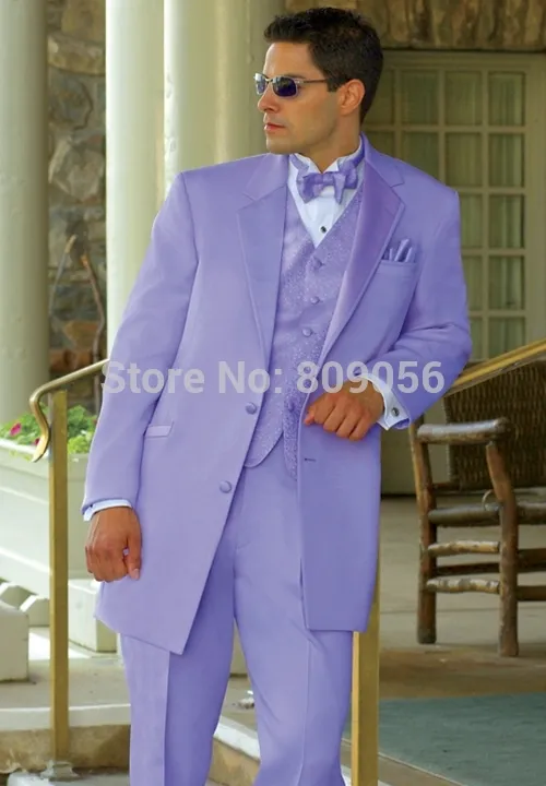 Lång lila brudgum tuxedos notch lapel två knapp män bröllop blazer utmärkta män formella affärer prom party kostym (jacka + byxor + slips + väst) 142
