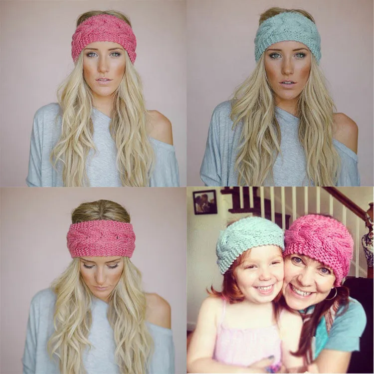 Crochet Headband 31 Colors Wool Crochet Knit Hair band Winter Warm Girls Headwrap Ear Muffs DHL ship