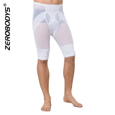 Negro Blanco Hombres Malla Levantamiento de glúteos Fajas Ver a través de Alta elasticidad Control de barriga Moldeador Transpirable Compresión Legging Medias Pantalones