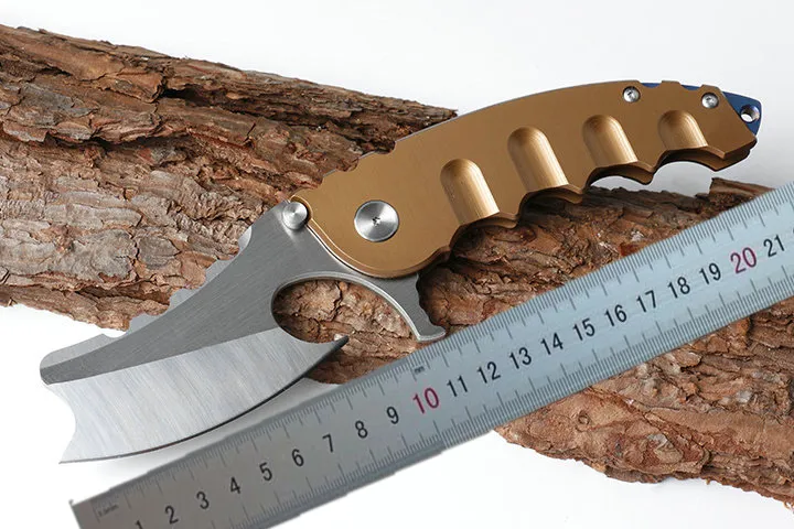 Couteau Flipper haut de gamme D2 lame satinée finition CNC manche en acier roulement à billes couteaux pliants à ouverture rapide outils de Camping
