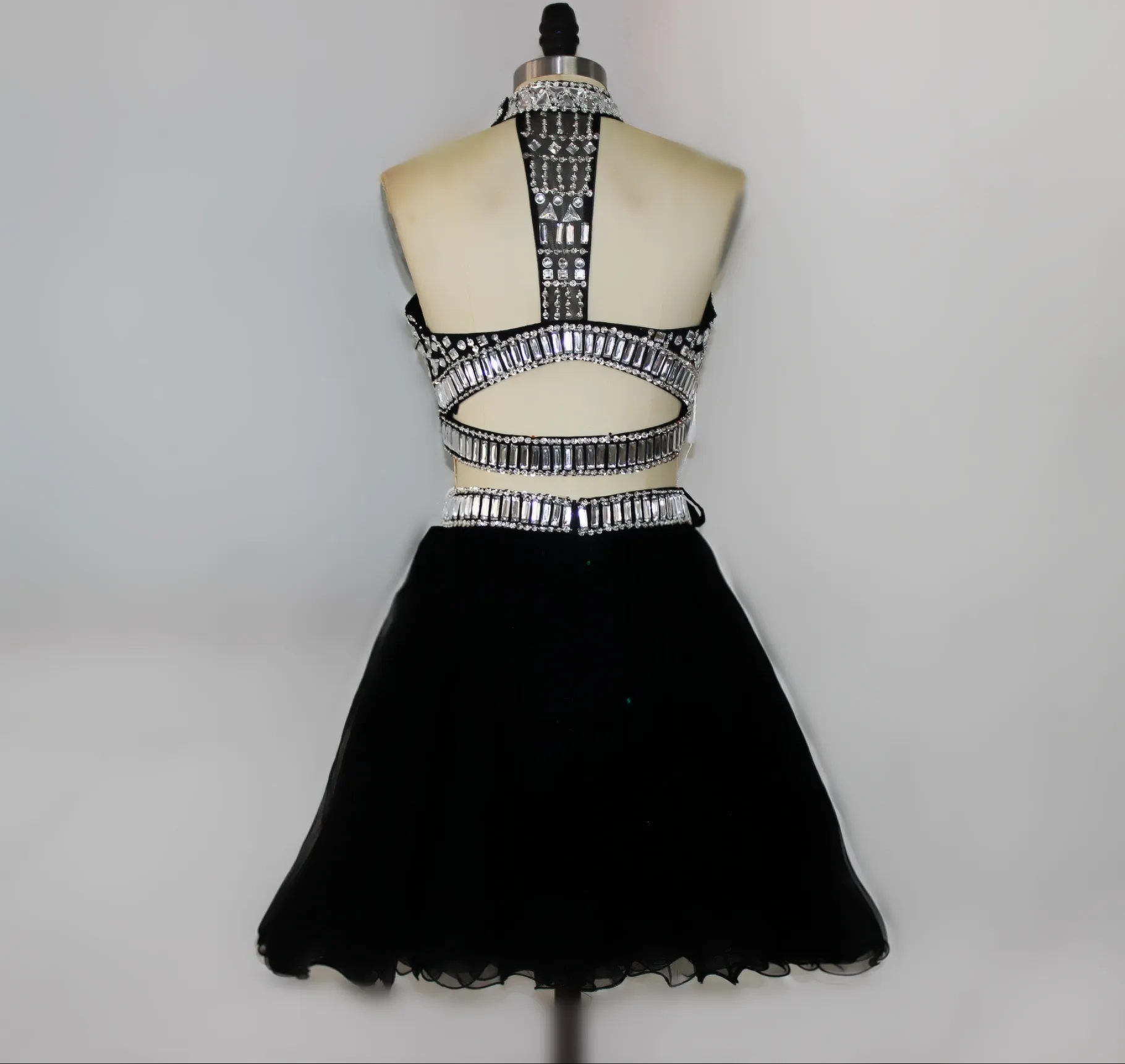 silver two piece homecoming dress Short Babydoll Glittery Homecoming Dress main image 1