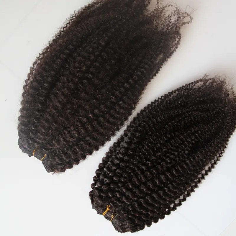 Peruansk Afro Kinky Curly Human Hair Hair Weave Bundlar 10-26 tum Naturfärg Gratis frakt Remy Hair Bundle