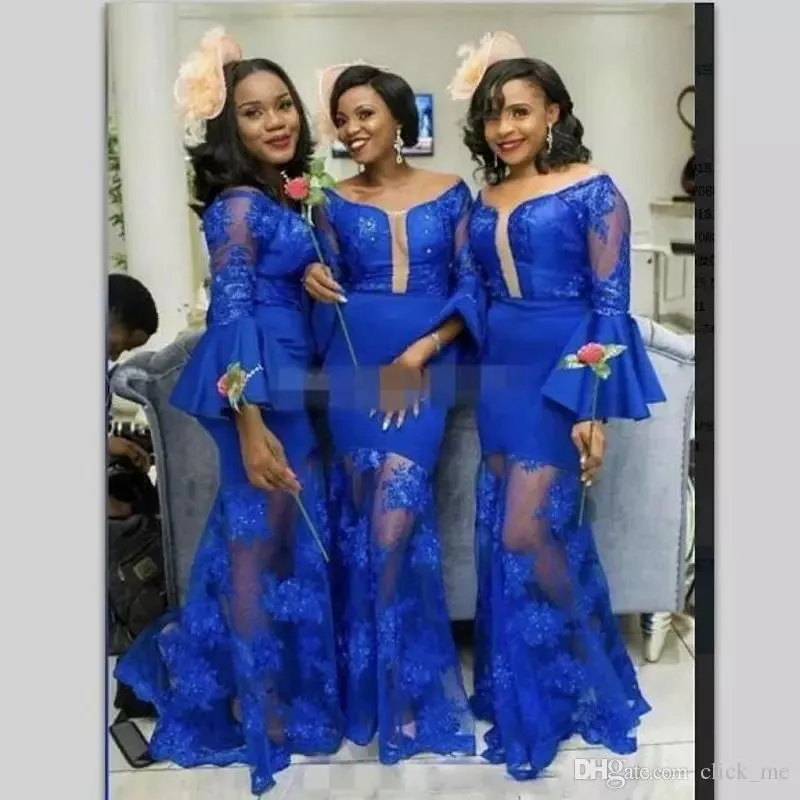 Royal blue bridesmaid dresses with long sleeves 2025
