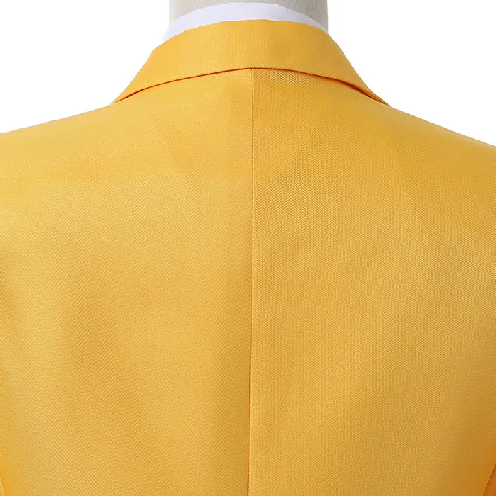 Elegante Marken-Männeranzüge 2018 nach Maß, neuester Mantel-Hose-Design, modischer gelber Anzug für Hochzeit, Bräutigam, Trauzeuge, Anzug, Abschlussball, Smoking