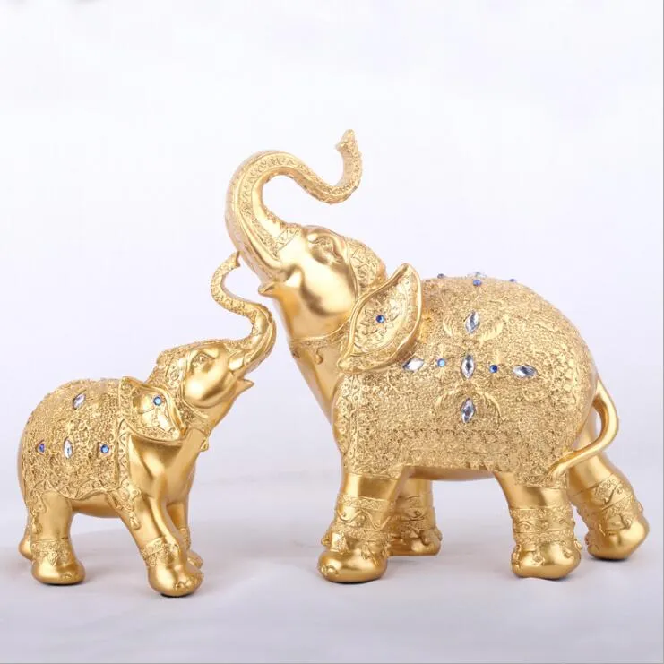 Sztuka i rzemiosło Elephant Żywica Dekoracja Moda Złoto Srebro 2 Kolory Dom Kreatywny Salon Szafy Wino Szyba