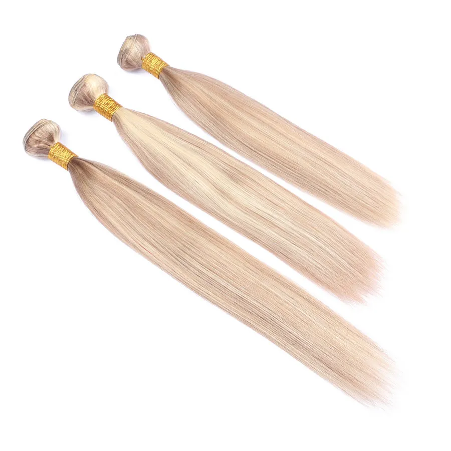 Mischfarbe Honig Blonde und Blonde Farbe Haar Gemischte 27/613 Klavier Haarverlängerung 3 Teile / los Blonde Haarverlängerung Für Verkauf