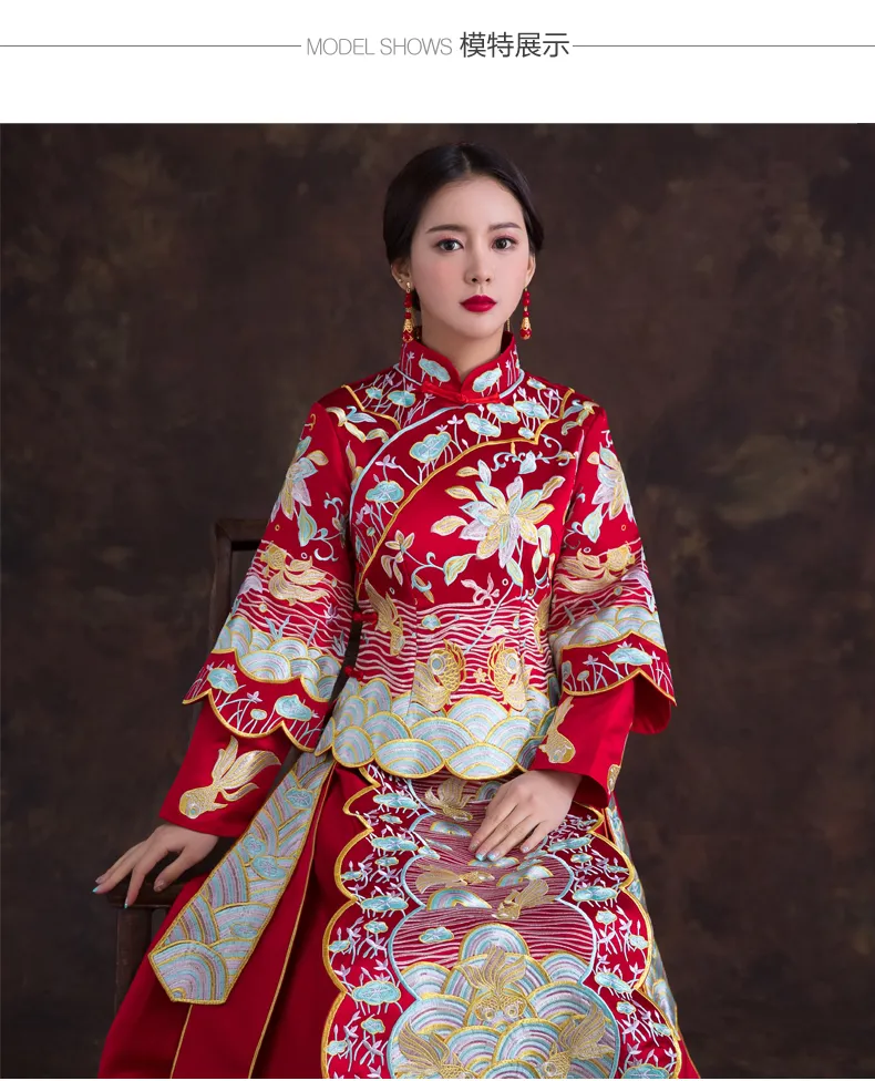 Overseas Chinese Wedding Gown Robe Suit Summer Toast Bride Wedding ...