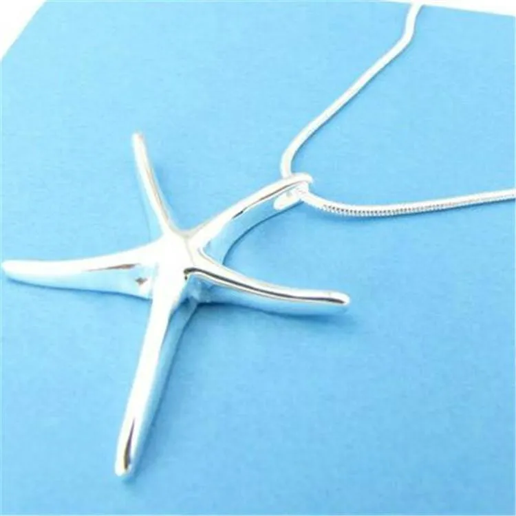 Sale Starfish Pendant Necklace Women Men Jewelry 925 Silver Plated Charm Pendants Snake Chain Charms Necklaces Accessories Wholesale New Hot