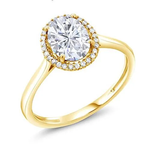 Gul 9k, 14k, 18k guld 1ct oval cut d färg vvs klarhet för alltid briljant ny design mode moissanit ring med certifikat