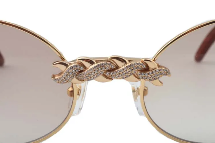 2019 новая ретро мода круглый бриллиант солнцезащитные очки 7550178-B натуральное дерево роскошные роскошные солнцезащитные очки размер очков: 55/57-22-135 мм