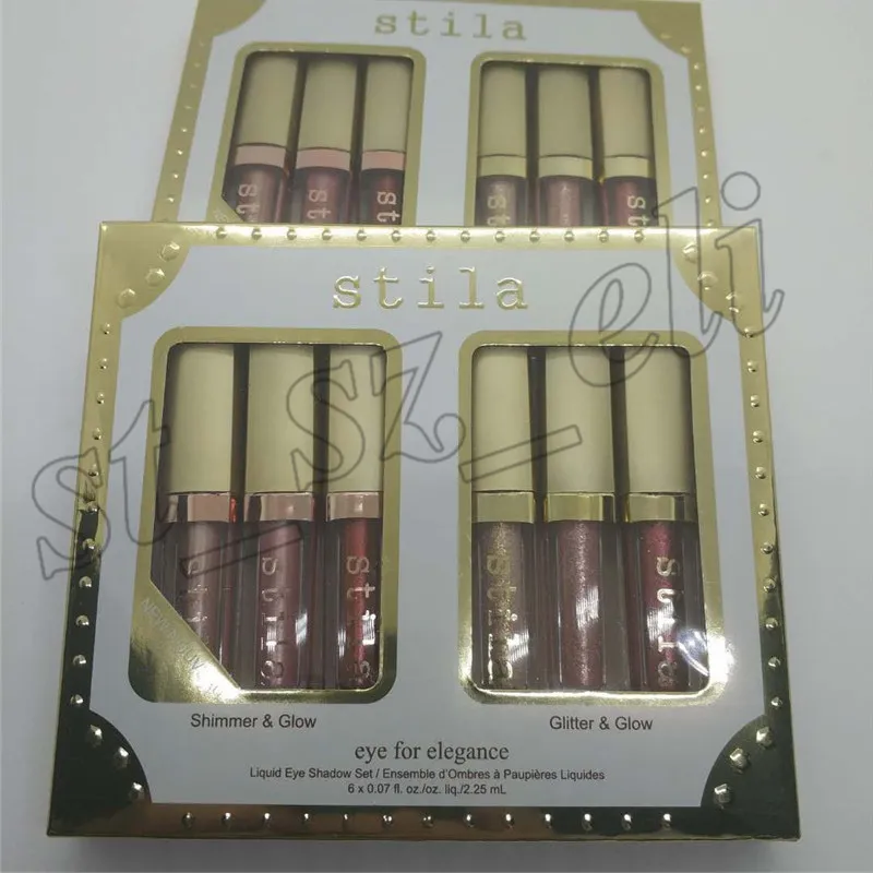 Elegance için Stila Sıvı Göz Farı Seti Göz Altı renkler Pırıltılı Glow / Glitter Glow Göz Farı 6 renk / set