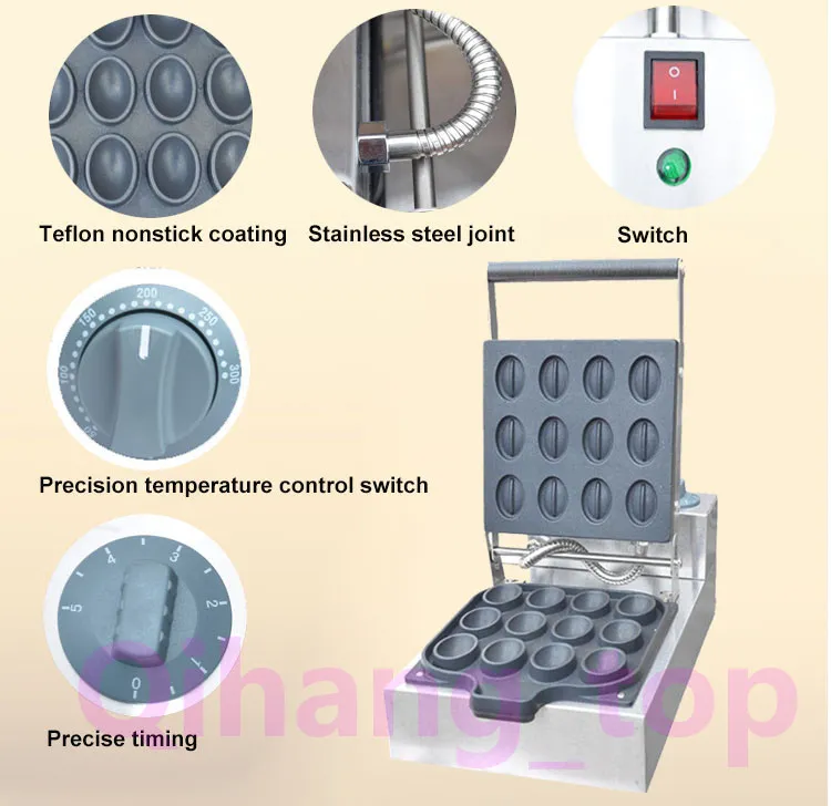 Qihang_top kommersiell kaffeböna vaffelmakare maskin 110V 220V elektrisk våffel som gör med timer