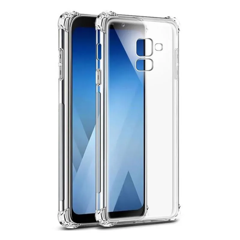 10 st för Samsung A8 2018 Soft Silicon Four-Corner Full Protection Telefonväska Hög transparent Air Bag Mobiltelefonlock