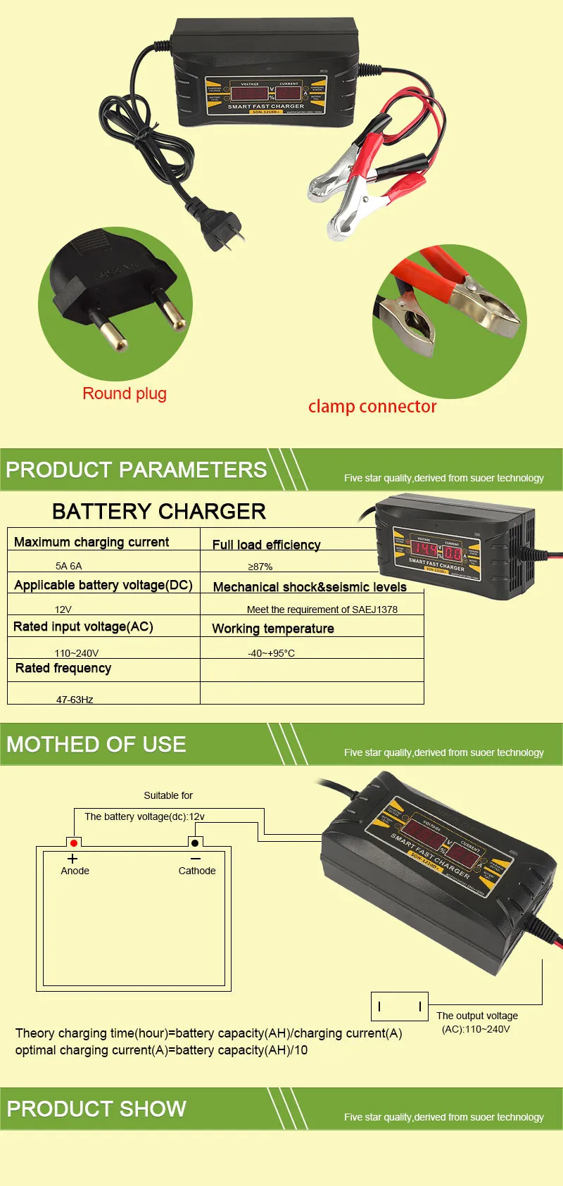 Full Automatic Car Battery Charger 110V/220V To 12V 6A 10A Smart Fast Power Charging For Wet Dry Lead Acid Digital LCD Display