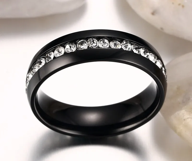 خاتم زفاف مذهل لون أسود من الفولاذ المقاوم للصدأ خاتم الخلود للرجال والنساء حار بيع في الولايات المتحدة الأمريكية وأوروبا حجم 5-10