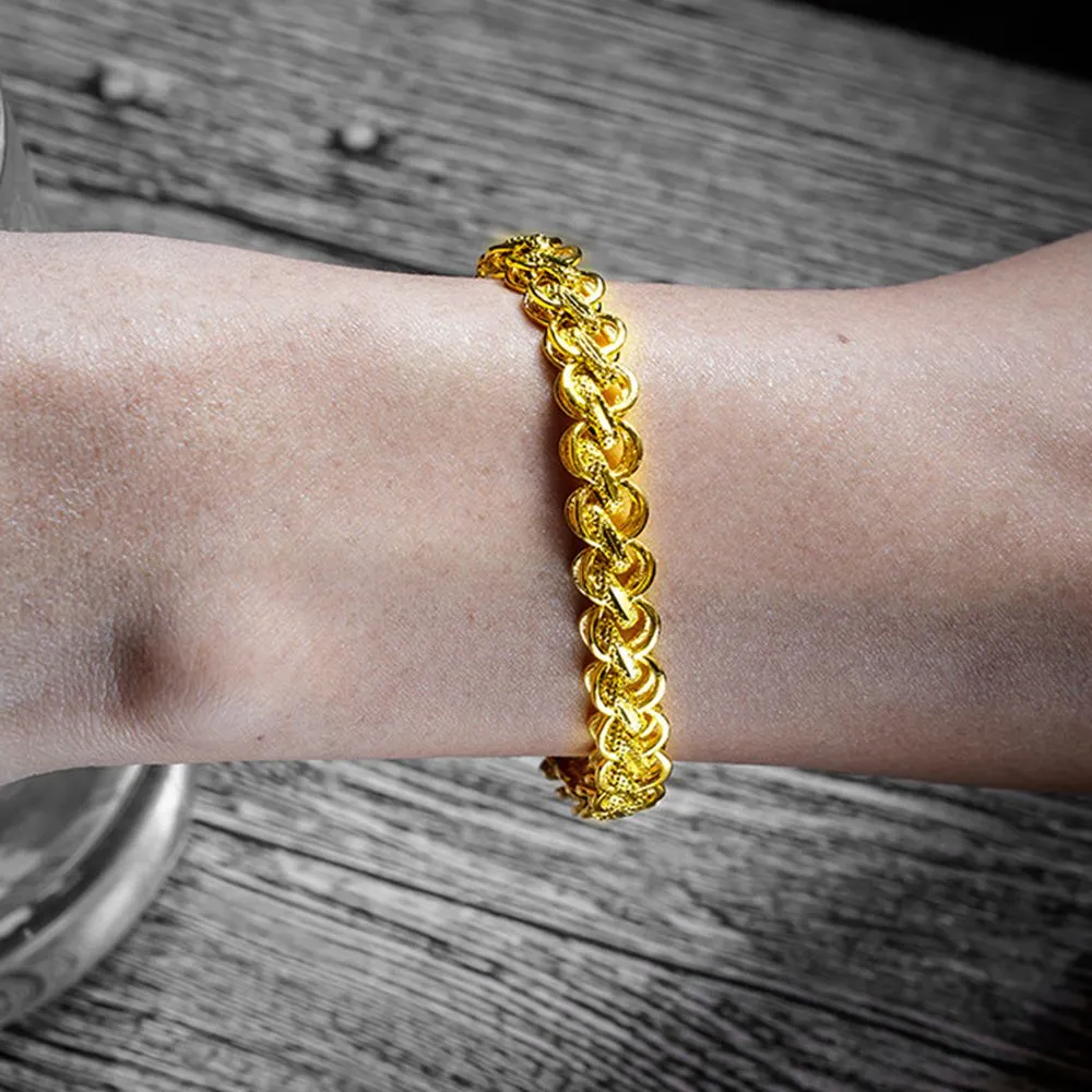 18k Yellow Gold Filled Hip Hop Mens Bracelet 8 Long Solid Wrist