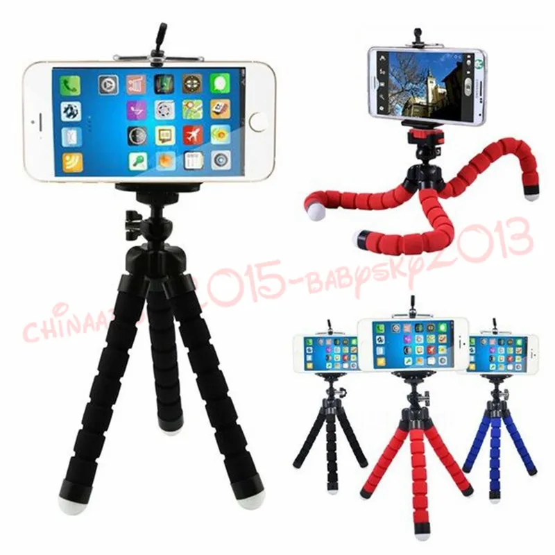 3 col Flexible Tripod Holder For Cell Phone Car Camera Universal Mini Octopus Sponge Stand Bracket Selfie Monopod Mount With Clip by dhl