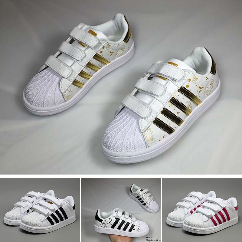Adidas 2018 Niños Zapatos Original White Gold Bebé Niños Superstars Sneakers Originals Super Star Niños Deportes Niños Zapatos 24 35 De 70,53 € | DHgate